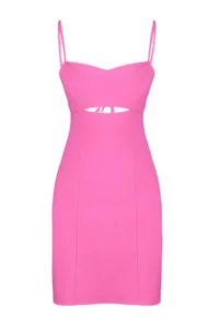 TRENDYOLMİLLA Pink Fitted Back Window/Cut Out Detail Weaving linen look Dress - Image 11
