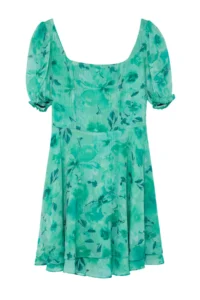 TRENDYOLMİLLA Green Patterned Mini Lined Siphon Weaving Dress - Image 7