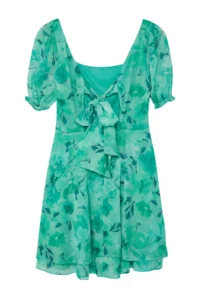 TRENDYOLMİLLA Green Patterned Mini Lined Siphon Weaving Dress - Image 8