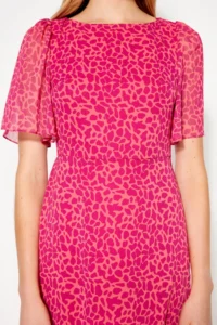 TRENDYOLMİLLA Fuchsia animals Patterned A Cut Angel Arm Lined Siphon Flight Flight Weaving Midi Dress - Image 8