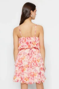 TRENDYOLMİLLA Pink flower patterned Boho Lined Siphon Flight Weaving Mini Dress - Image 8