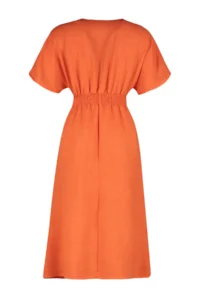 TRENDYOLMİLLA Orange Binding Detailed A Cut V-neck Midi Weaving Dress - Image 8