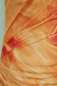 TRENDYOLMİLLA Orange Printed Fitted Midi One Shoulder Adjustable Sleeveless Knitting Pen Dress - Image 7