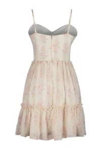 TRENDYOLMİLLA White flower patterned V-neck Mini Lined Siphon Weaving Dress - Image 12