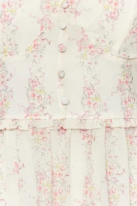 TRENDYOLMİLLA White flower patterned V-neck Mini Lined Siphon Weaving Dress - Image 8