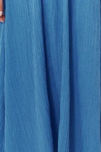 TRENDYOLMİLLA Saks Blue Waist Top Size Gipelli One Shoulder Midi Weaving Dress - Image 5