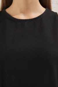 TRENDYOLMİLLA Black with flywheel Oversized Mini denim Dress - Image 4