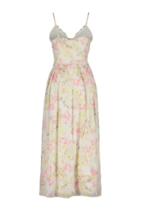 TRENDYOLMİLLA White flower patterned A-Cut Ruffle Detailed Lined Siphon Maxi Weaving Dress - Image 9