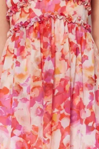 TRENDYOLMİLLA Multicolored flower patterned A-Cut Ruffle Detailed Lined Siphon Maxi Weaving Dress - Image 4