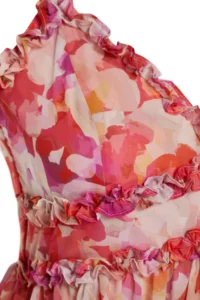 TRENDYOLMİLLA Multicolored flower patterned A-Cut Ruffle Detailed Lined Siphon Maxi Weaving Dress - Image 7