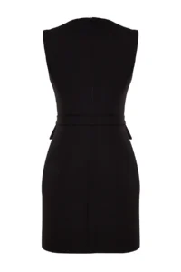 TRENDYOLMİLLA Black Arched Bodysuit hugging Pocket Detail Mini Weaving Dress - Image 9