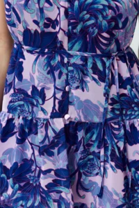TRENDYOLMİLLA Mavi flower patterned A-Cut Layered Lined Siphon Flight Flight Weaving Mini Dress - Image 9