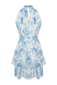 TRENDYOLMİLLA White flower patterned A-Cut Boho Layered Lined Siphon Flight Flight Weaving Mini Dress - Image 10