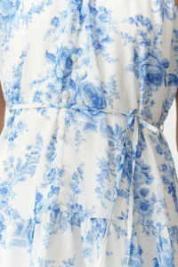 TRENDYOLMİLLA White flower patterned A-Cut Boho Layered Lined Siphon Flight Flight Weaving Mini Dress - Image 7