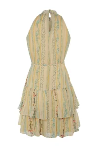 TRENDYOLMİLLA Yellow flower patterned A-Cut Boho Layered Lined Siphon Flight Flight Weaving Mini Dress - Image 13