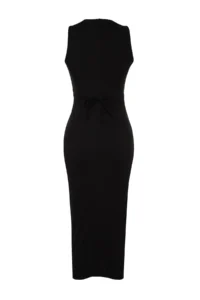 TRENDYOLMİLLA Black Cut Out Detailed bodycone/Fitting Dog collar Knitting Pen Dress - Image 7