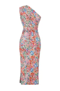 TRENDYOLMİLLA Multicolored Fitted One Shoulder Asymmetric Ruffle Detailed Knitting Midi Pen Dress - Image 9