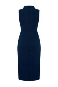 TRENDYOLMİLLA Petrol Blue Blue Blue Bodysuit hugging Jacket Yaka Midi Weaving Dress - Image 10