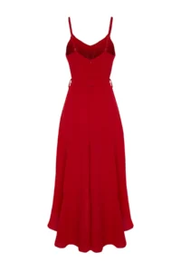 TRENDYOLMİLLA Rejection Belted A-Cut Flounced Button Detailed Weaving Maxi Dress - Image 10
