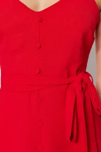 TRENDYOLMİLLA Rejection Belted A-Cut Flounced Button Detailed Weaving Maxi Dress - Image 6