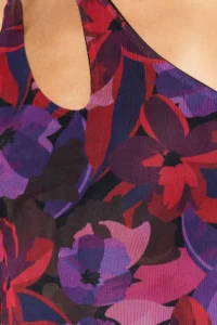 TRENDYOLMİLLA Multicolored Asymmetric Collar Tulle Lined Fitted Maxi Flexible Knitting Pen Dress - Image 5