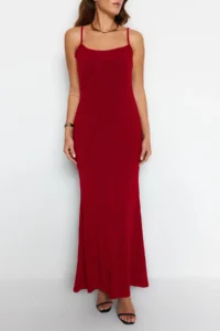 TRENDYOLMİLLA Rejection Maxi bodycone/Fitting Sleeveless Flexible Knitting Dress - Image 9