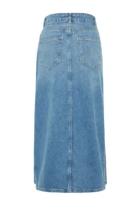 TRENDYOLMiLLA Light Blue slit High Waist Maxi denim Skirt - Image 7