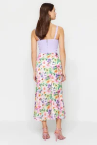 TRENDYOLMiLLA Multicolored flower patterned Maxi Size Weaving Skirt - Image 6