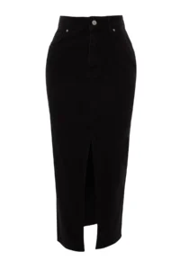 TRENDYOLMiLLA More Sustainable Black slit Maxi denim Skirt - Image 5