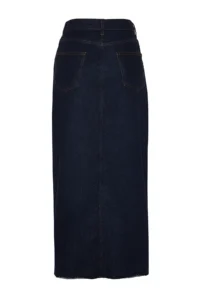 TRENDYOLMiLLA More Sustainable Dark Blue slit Maxi denim Skirt - Image 6