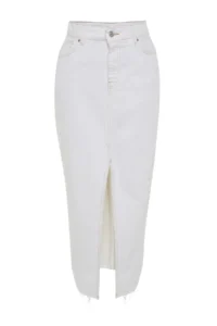 TRENDYOLMiLLA White slit Maxi denim Skirt - Image 10