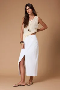 TRENDYOLMiLLA White slit Maxi denim Skirt - Image 2