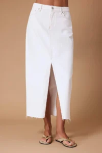 TRENDYOLMiLLA White slit Maxi denim Skirt - Image 3