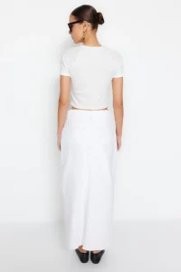 TRENDYOLMiLLA White slit Maxi denim Skirt - Image 8