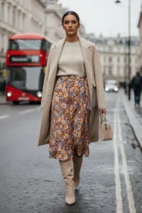 TRENDYOLMiLLA More Sustainable Multicolored flower patterned Viscose Fabric Midi Weaving Skirt