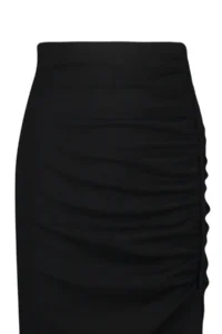 TRENDYOLMİLLA Black High Waist Drape and Slit Detailed Crepe Material Midi Knitting Skirt - Image 7