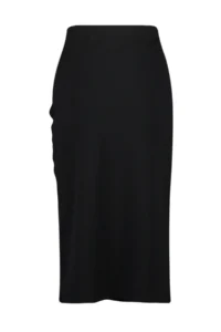 TRENDYOLMİLLA Black High Waist Drape and Slit Detailed Crepe Material Midi Knitting Skirt - Image 8