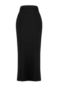 TRENDYOLMİLLA Black smart Crepe Slit Detailed Maxi High Waist Flexible Knitting Skirt - Image 10