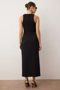 TRENDYOLMİLLA Black smart Crepe Slit Detailed Maxi High Waist Flexible Knitting Skirt - Image 4