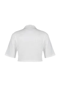 TRENDYOLMİLLA Ecru Utility Pocket Detail Crop Regular Normal Pattern Weaving Shirt - Image 8