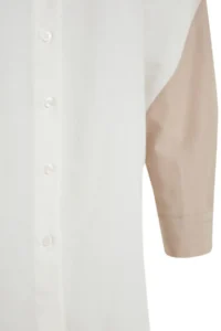 TRENDYOLMİLLA Ecru Color Blocked Boyfriend Wide Pattern Weaving Shirt - Image 9