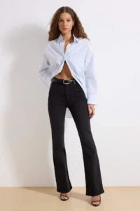 TRENDYOLMİLLA More Sustainable Black High Waist Middle Flexible Flare flared leg jeans