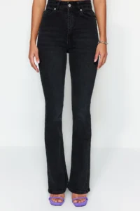 TRENDYOLMİLLA More Sustainable Black High Waist Middle Flexible Flare flared leg jeans - Image 8