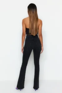 TRENDYOLMİLLA More Sustainable Black High Waist Middle Flexible Flare flared leg jeans - Image 9