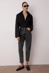 TRENDYOLMİLLA Black High Waist Mom 100% Cotton Non-Stretch jeans