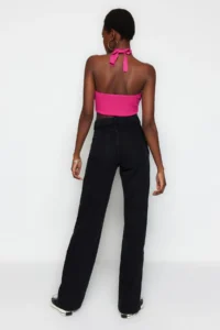 TRENDYOLMİLLA Black High Waist Wide Leg Smoke Wide Leg 100% Cotton Non-Stretch jeans - Image 4
