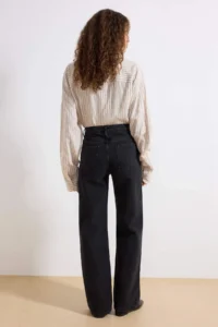 TRENDYOLMİLLA Black High Waist Wide Leg Smoke Wide Leg 100% Cotton Non-Stretch jeans - Image 8