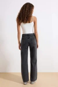 TRENDYOLMİLLA Anthracite High Waist Wide Leg Wide Leg 100% Cotton Non-Stretch jeans - Image 5