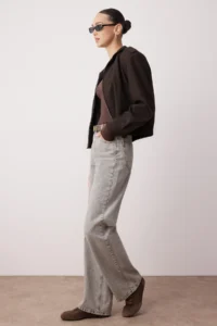 TRENDYOLMİLLA Gray High Waist Wide Leg Wide Leg 100% Cotton Non-Stretch jeans - Image 2