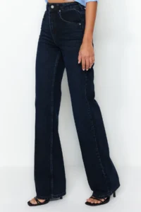 TRENDYOLMİLLA Gece Mavisi High Waist Wide Leg Wide Leg 100% Cotton Non-Stretch jeans - Image 5